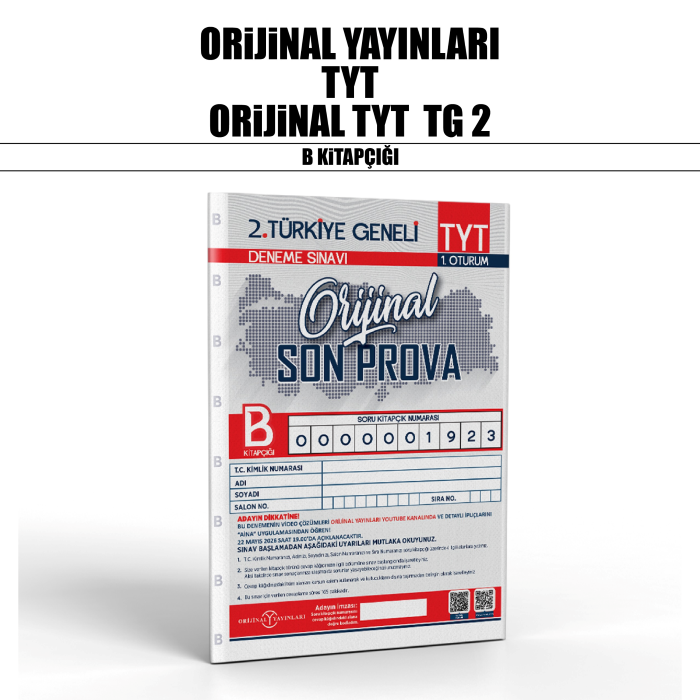 ORİJİNAL TYT TÜRKİYE GENELİ SNV 2-B - 25-26